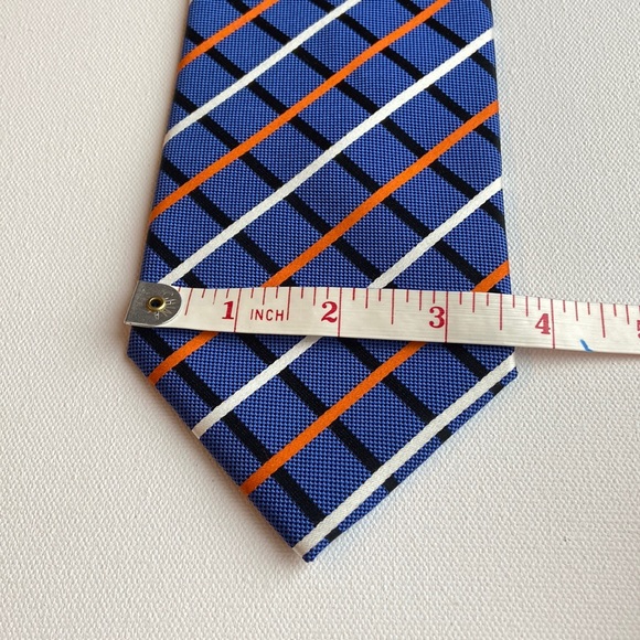 Raja of London Purple Grid Pattern Silk Tie - Picture 4 of 5